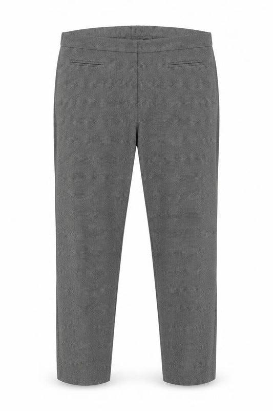 Front view of Bonmarché women’s grey check trousers, size UK 24, 26-inch leg