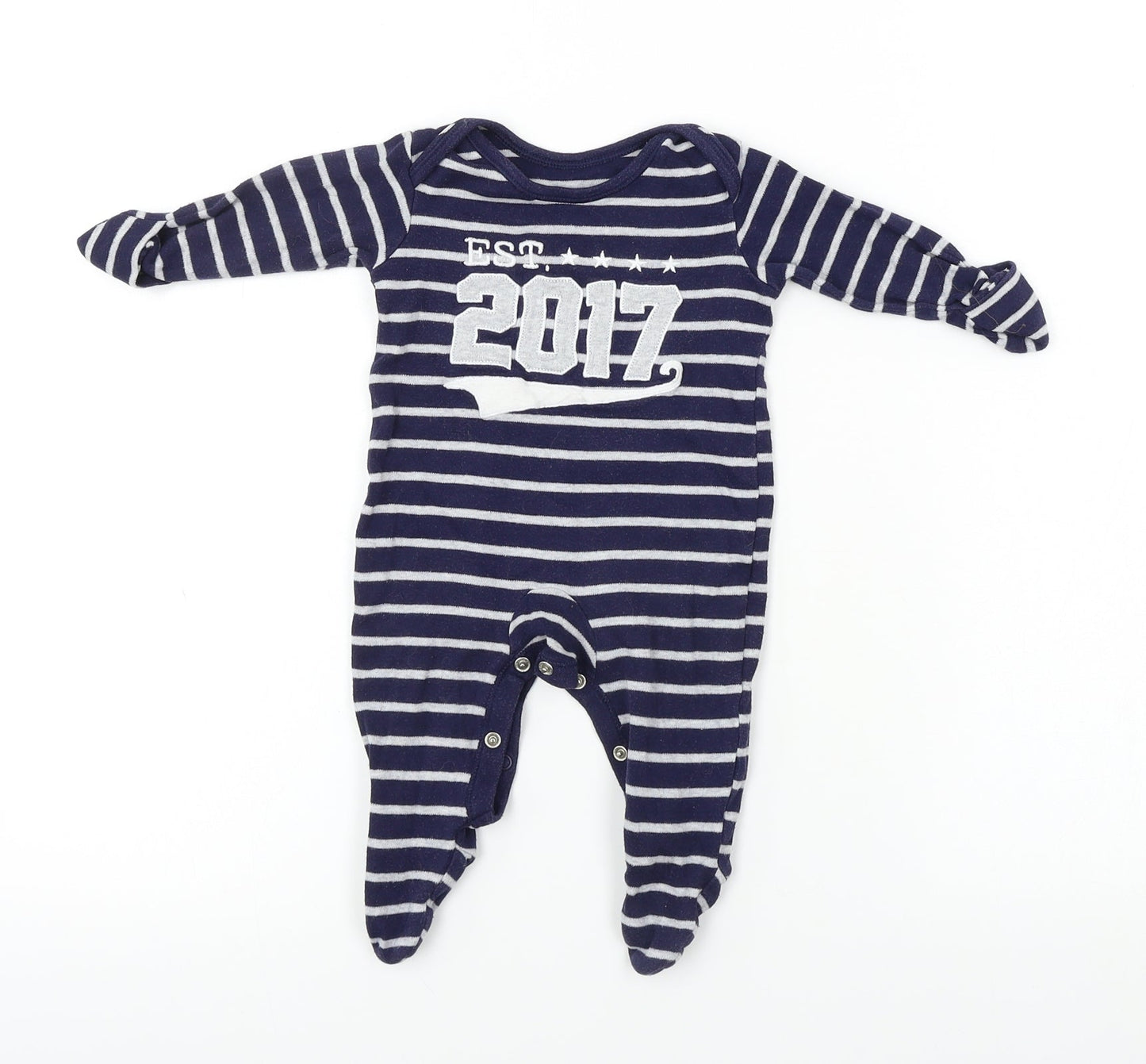 Nutmeg  Boys Blue Striped  Babygrow One-Piece Size 0-3 Months