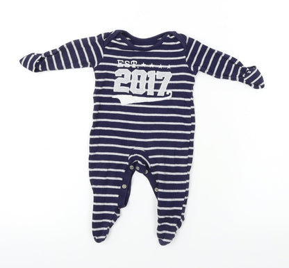 Nutmeg  Boys Blue Striped  Babygrow One-Piece Size 0-3 Months