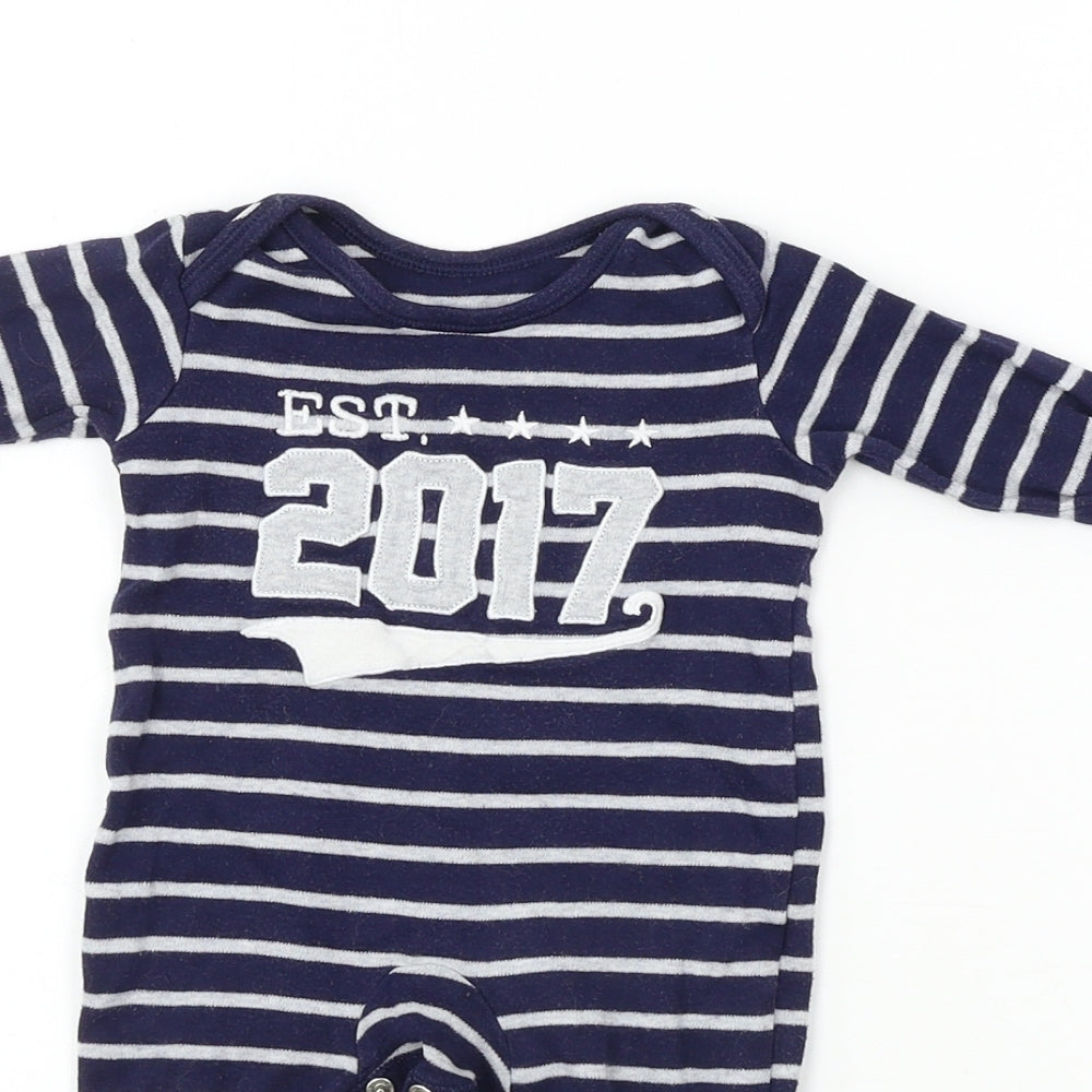 Nutmeg  Boys Blue Striped  Babygrow One-Piece Size 0-3 Months