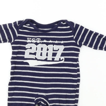 Nutmeg  Boys Blue Striped  Babygrow One-Piece Size 0-3 Months