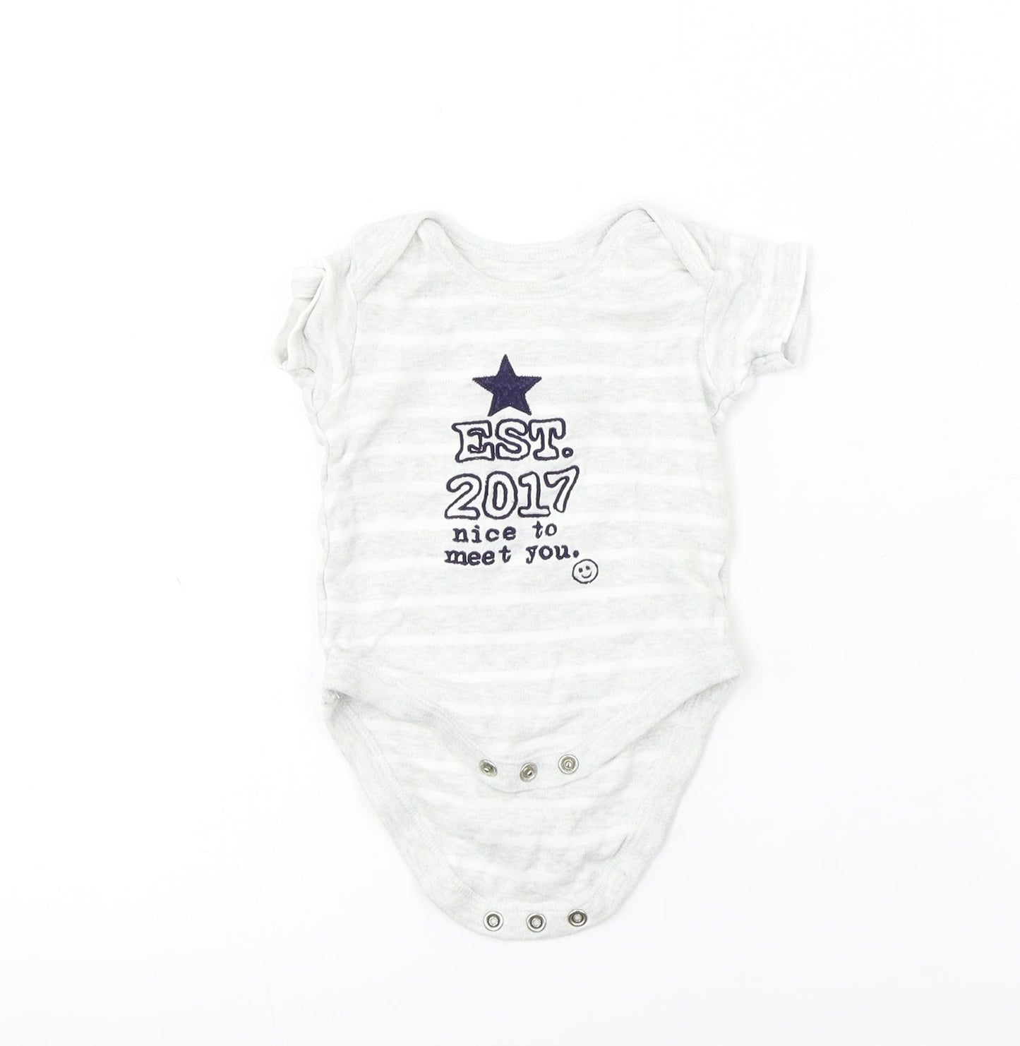 Nutmeg  Boys Grey Striped  Babygrow One-Piece Size 0-3 Months