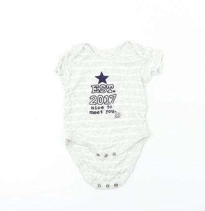 Nutmeg  Boys Grey Striped  Babygrow One-Piece Size 0-3 Months