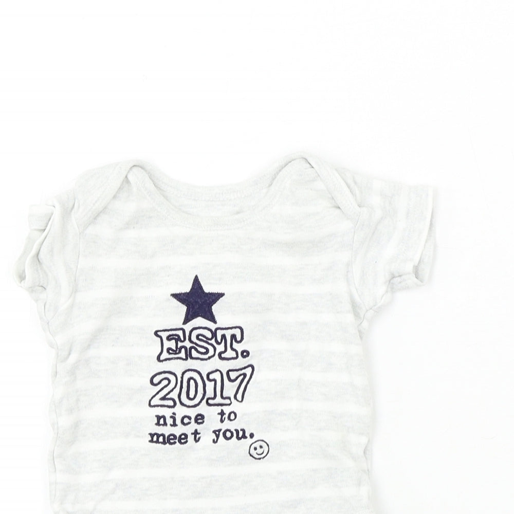 Nutmeg  Boys Grey Striped  Babygrow One-Piece Size 0-3 Months