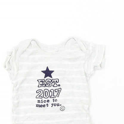 Nutmeg  Boys Grey Striped  Babygrow One-Piece Size 0-3 Months
