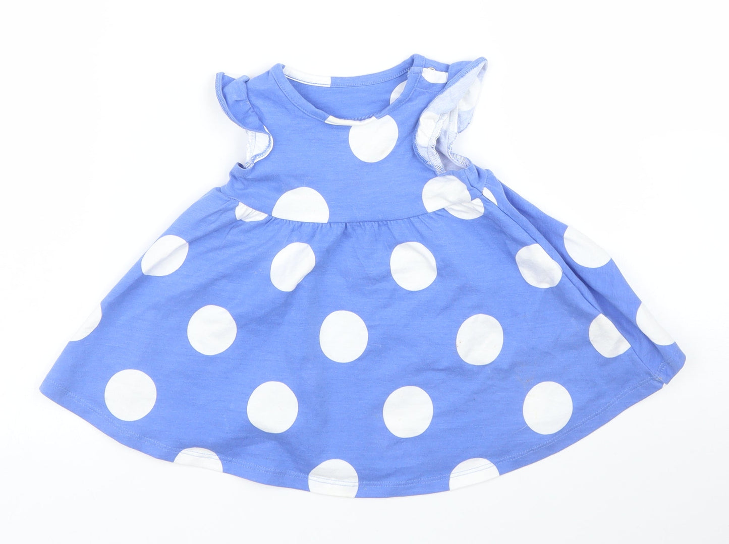 M&S Girls Blue Polka Dot  A-Line  Size 0-3 Months