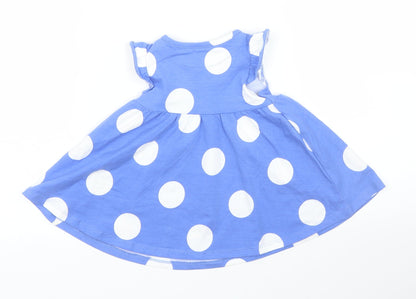 M&S Girls Blue Polka Dot  A-Line  Size 0-3 Months