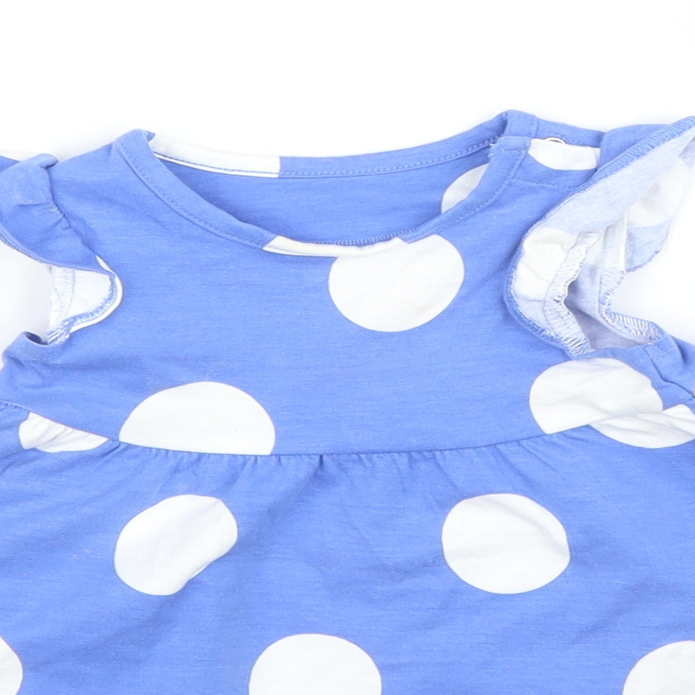 M&S Girls Blue Polka Dot  A-Line  Size 0-3 Months