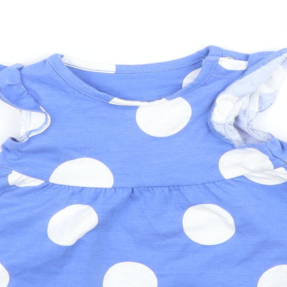 M&S Girls Blue Polka Dot  A-Line  Size 0-3 Months