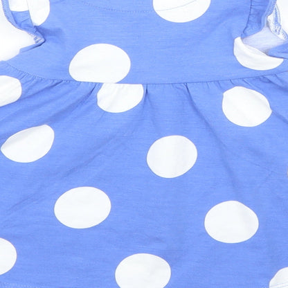 M&S Girls Blue Polka Dot  A-Line  Size 0-3 Months