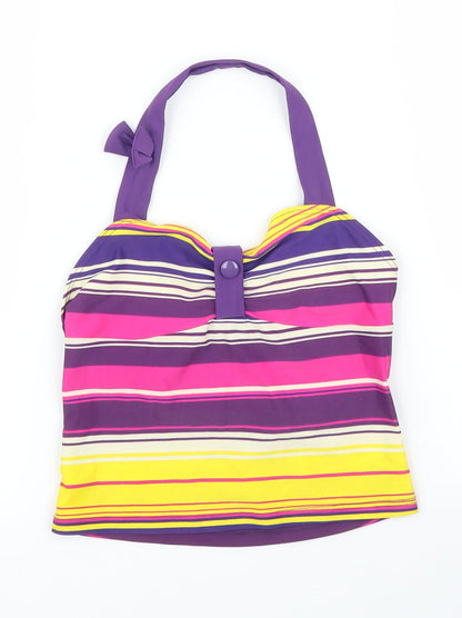 Additional front view of Marks & Spencer girls’ pink striped basic tank, size 9, years
