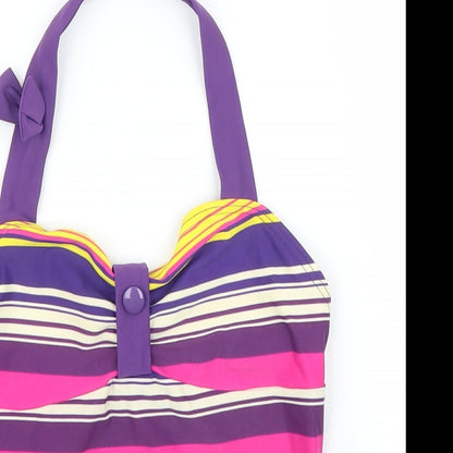 Close-up detail of Marks & Spencer girls’ pink striped basic tank, size 9, years