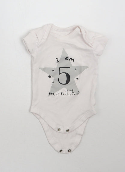 Matalan Baby White   Babygrow One-Piece Size 3-6 Months  - I am 5 months old