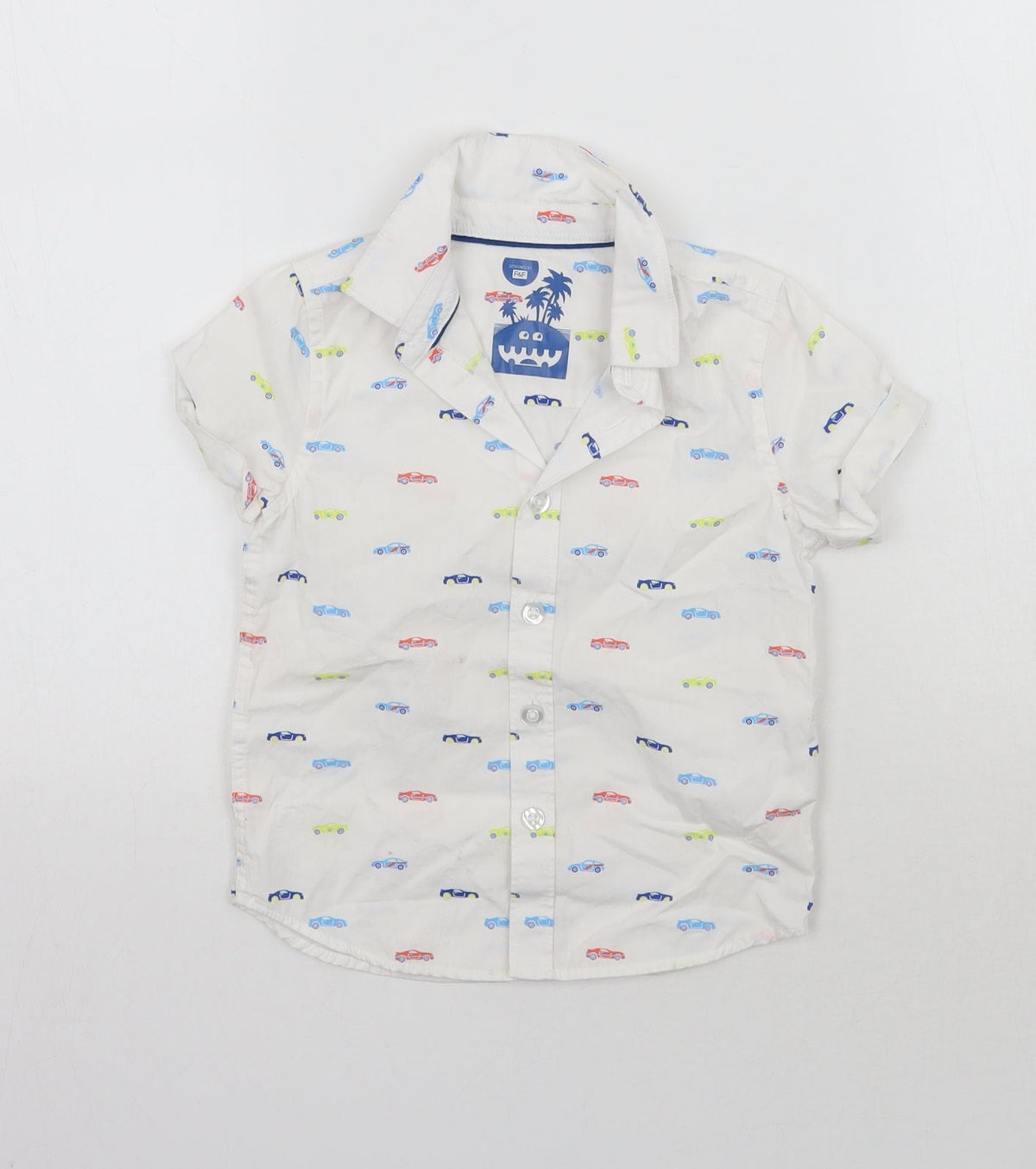Additional front view of F&F Baby White Geometric Basic Button-Up, size 12-18, Months