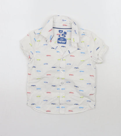 Additional front view of F&F Baby White Geometric Basic Button-Up, size 12-18, Months