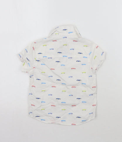Back view of F&F Baby White Geometric Basic Button-Up, size 12-18, Months