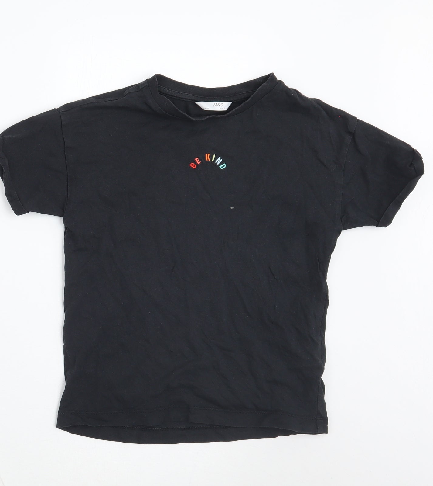 Marks and Spencer Girls Black   Basic T-Shirt Size 7-8 Years