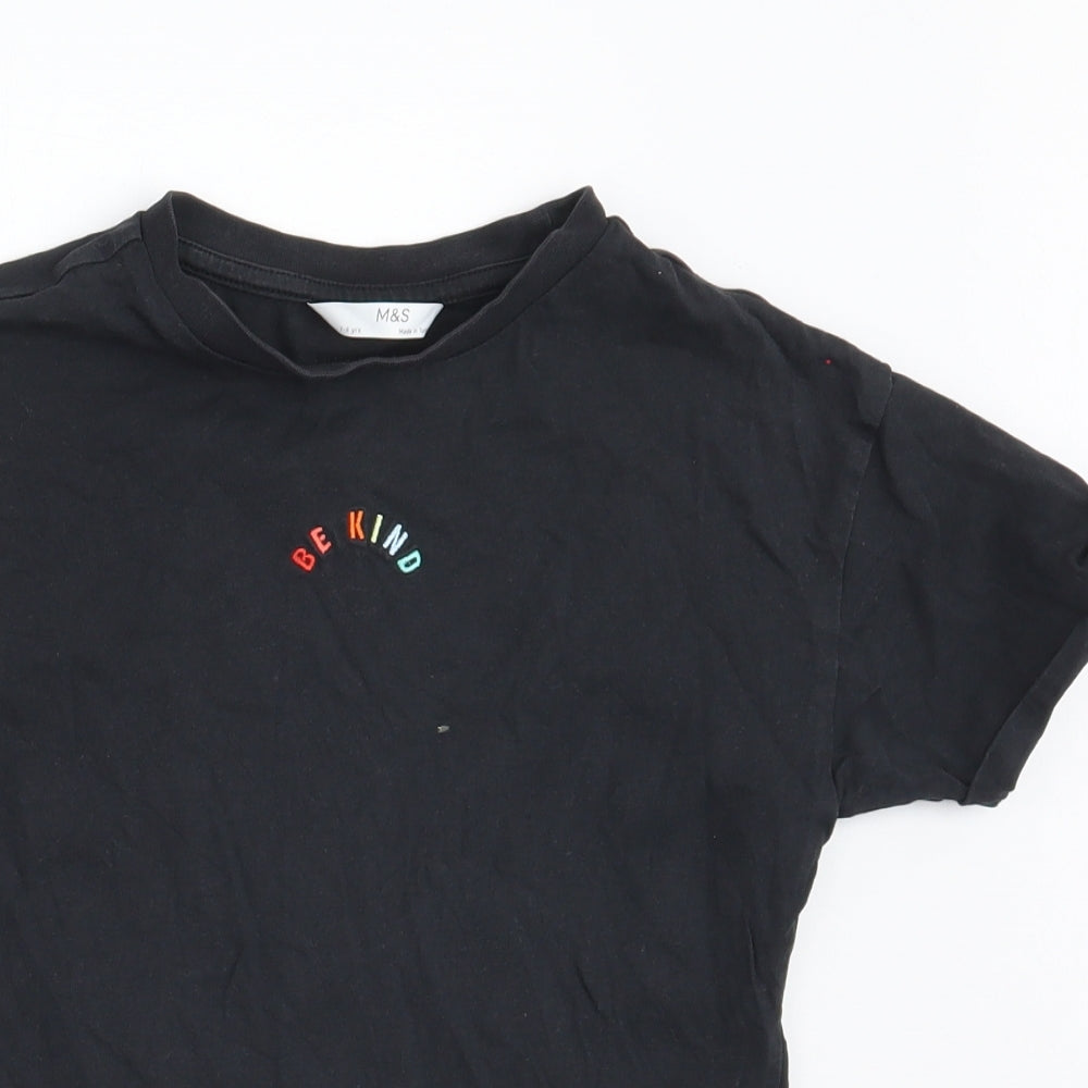 Marks and Spencer Girls Black   Basic T-Shirt Size 7-8 Years