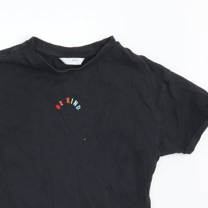 Marks and Spencer Girls Black   Basic T-Shirt Size 7-8 Years