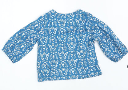 Mini Club Girls Blue Floral  Basic T-Shirt Size 0-3 Months
