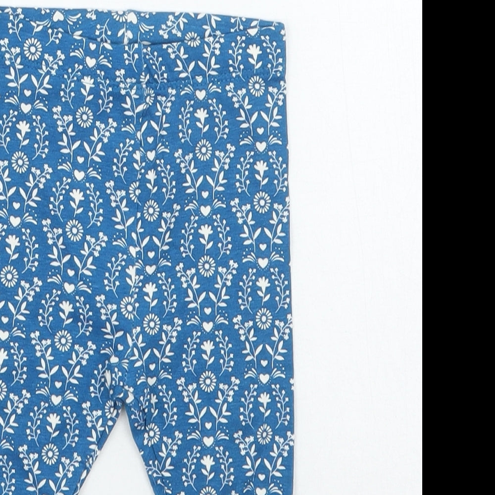 Mini Club Girls Blue Floral  Sweatpants Trousers Size 0-3 Months