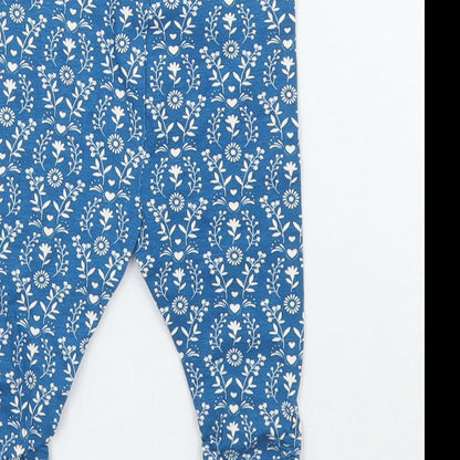 Mini Club Girls Blue Floral  Sweatpants Trousers Size 0-3 Months