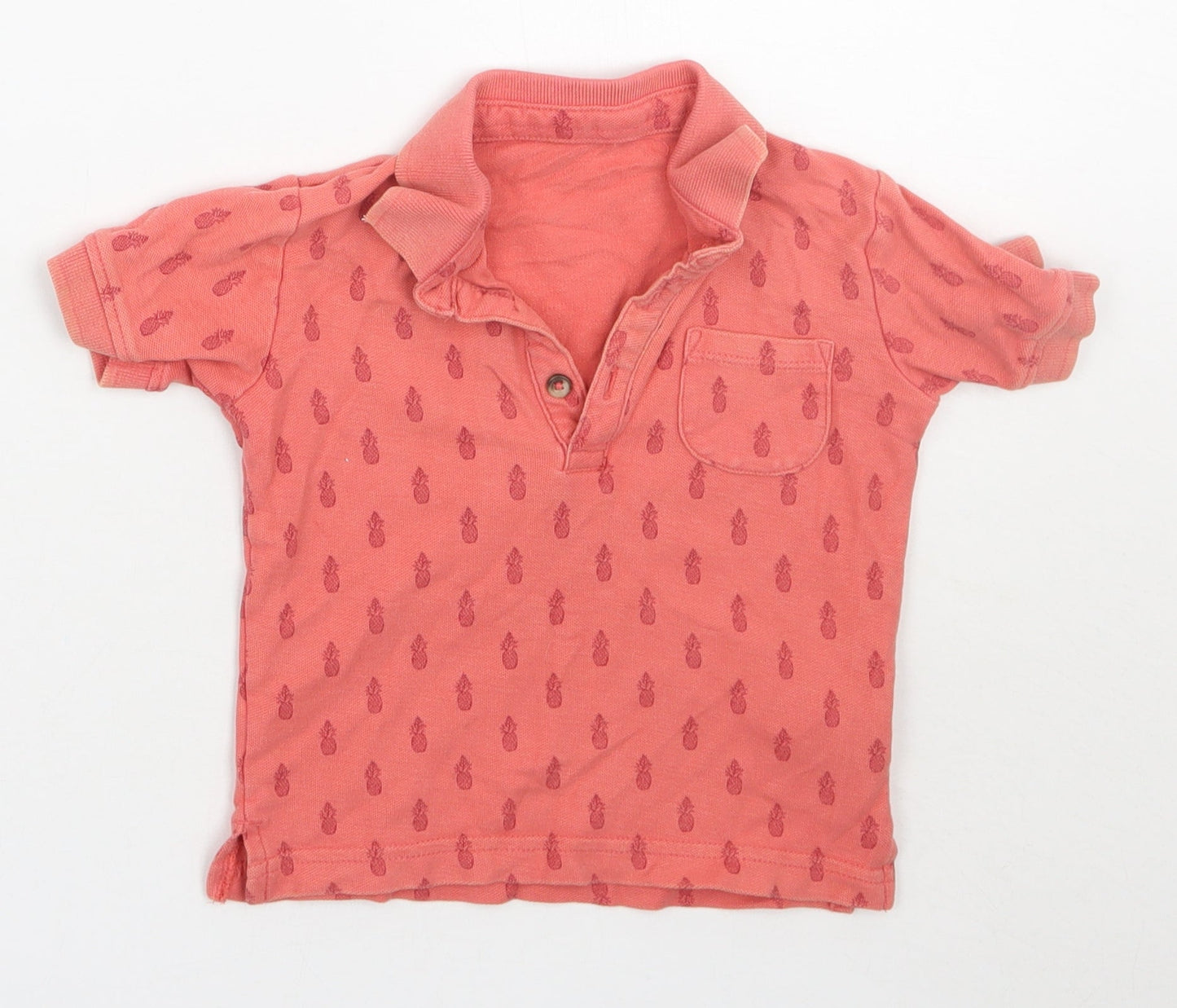 Matalan Boys Orange Geometric  Basic Polo Size 12-18 Months