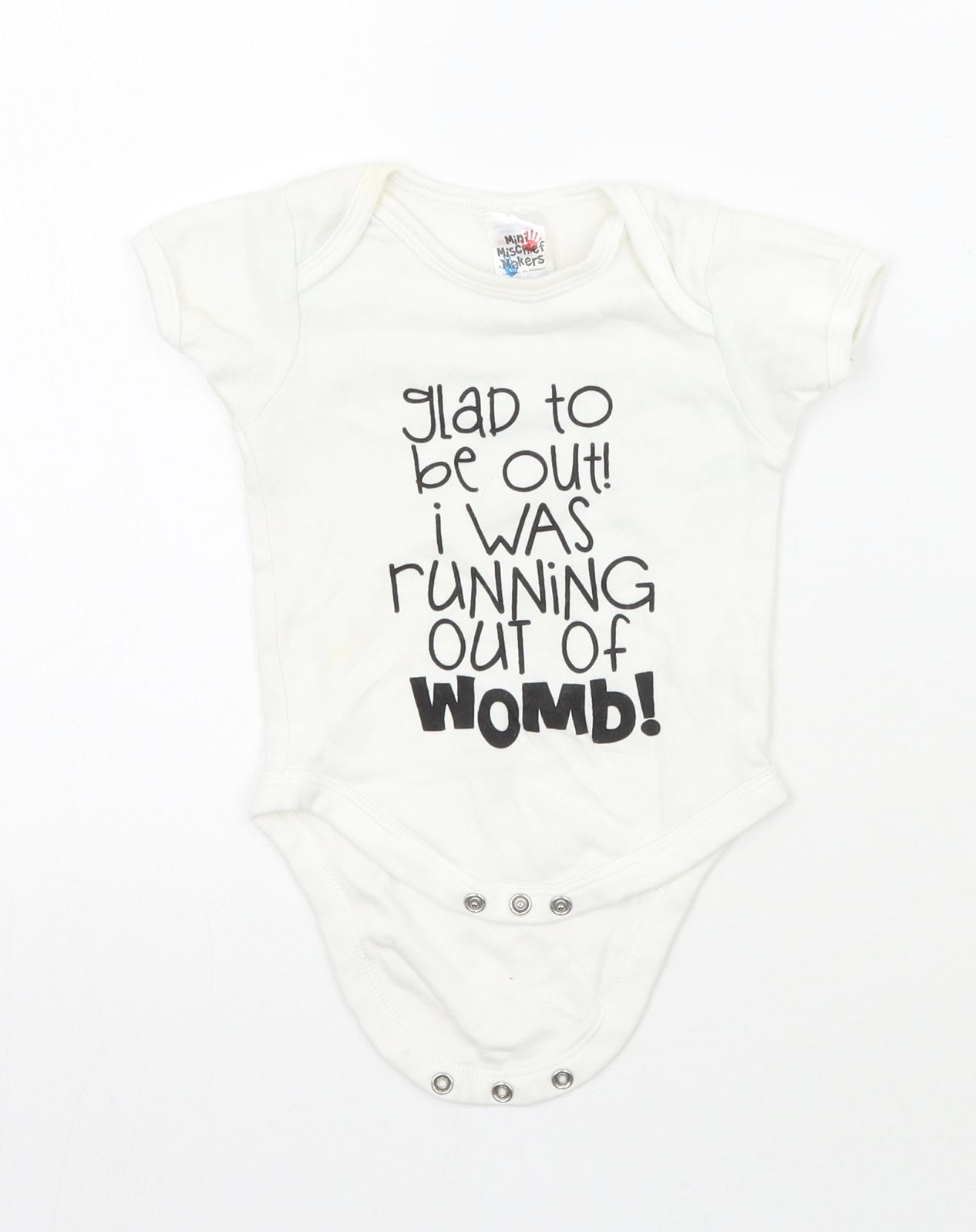 Mini mischief Makers Baby White   Babygrow One-Piece Size 3-6 Months