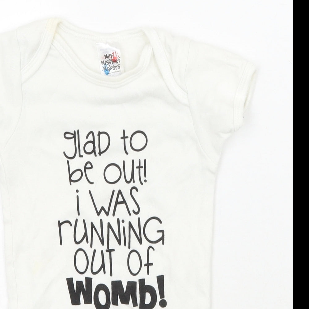 Mini mischief Makers Baby White   Babygrow One-Piece Size 3-6 Months