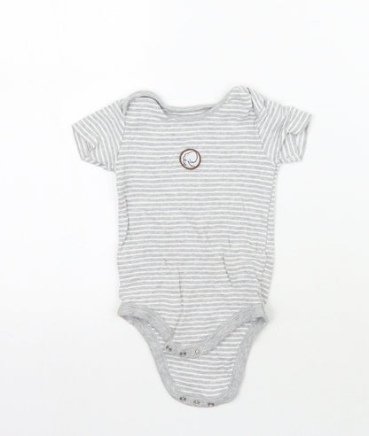 TU Girls Grey Striped  Babygrow One-Piece Size 9-12 Months