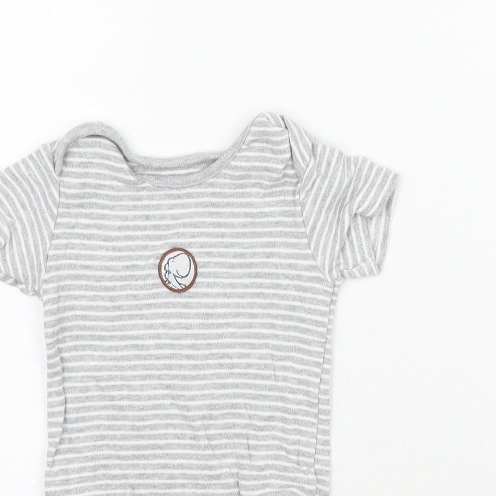 TU Girls Grey Striped  Babygrow One-Piece Size 9-12 Months
