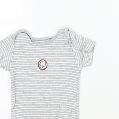 TU Girls Grey Striped  Babygrow One-Piece Size 9-12 Months
