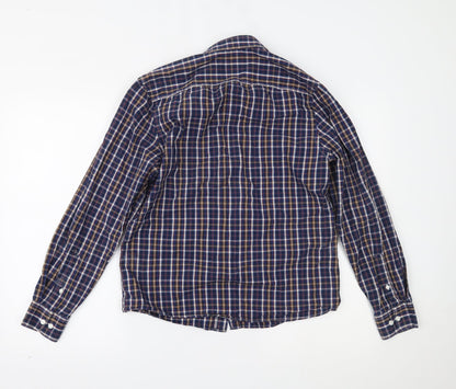 George Mens Blue Plaid   Button-Up Size S