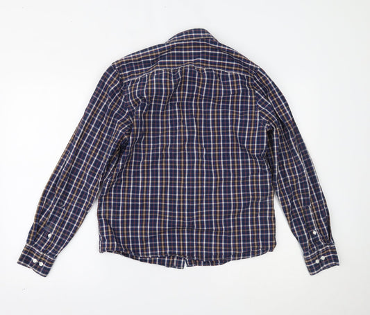 George Mens Blue Plaid   Button-Up Size S