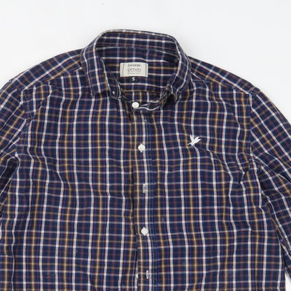 George Mens Blue Plaid   Button-Up Size S