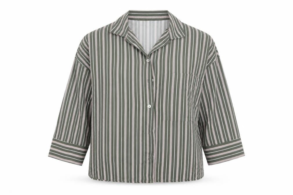 Womens UK Size XS Pull&Bear Green Basic Button-Up