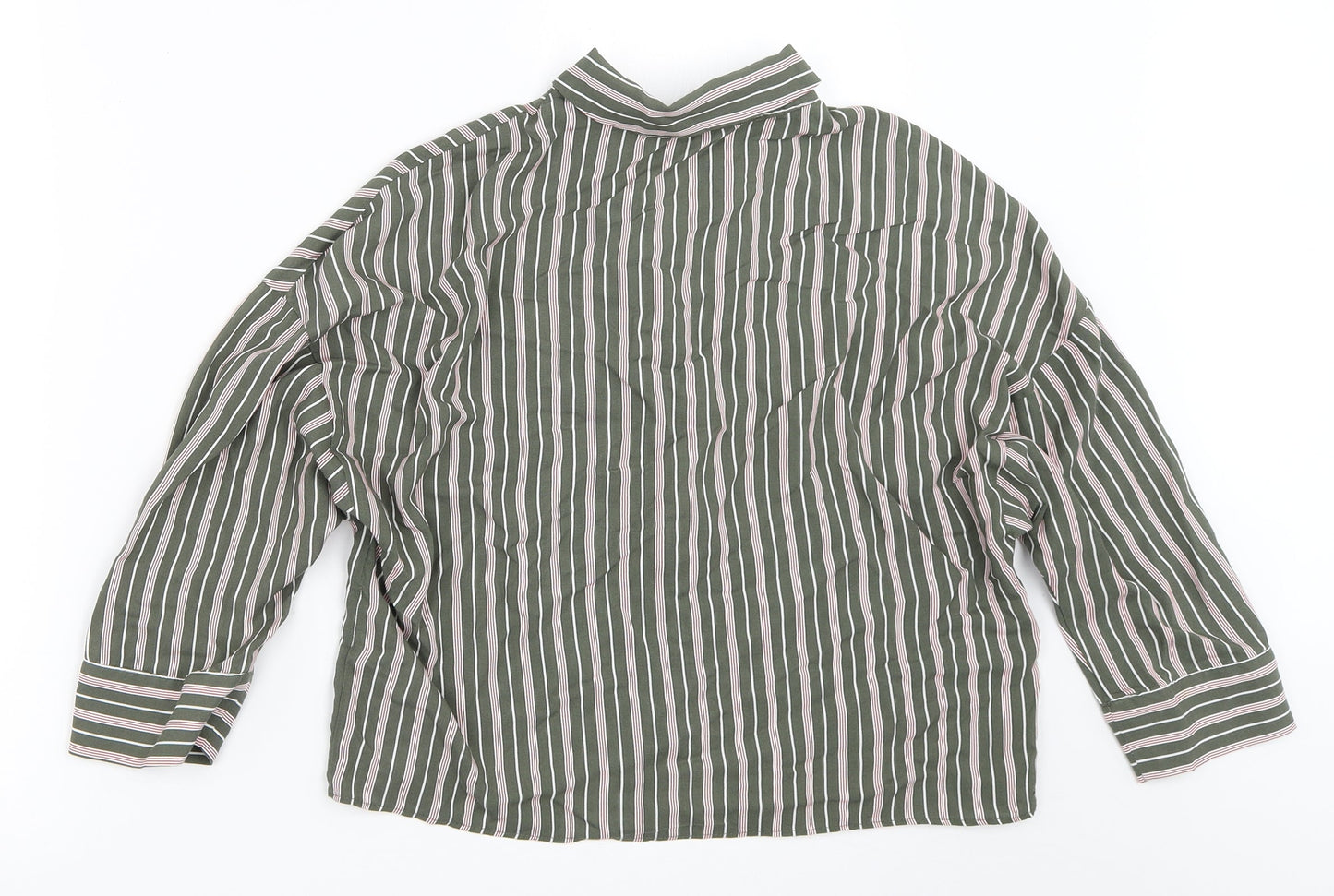 Womens UK Size XS Pull&Bear Green Basic Button-Up