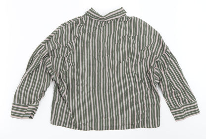Womens UK Size XS Pull&Bear Green Basic Button-Up