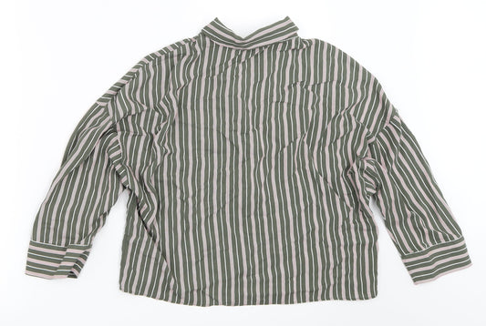 Womens UK Size XS Pull&Bear Green Basic Button-Up