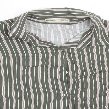 Womens UK Size XS Pull&Bear Green Basic Button-Up