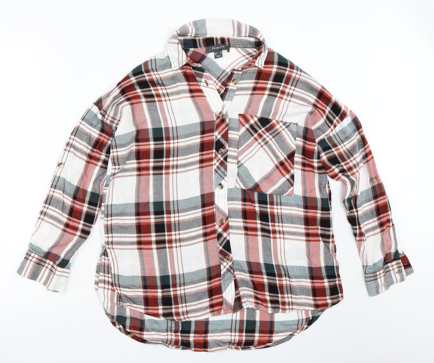 Primark Womens Ivory Check  Basic Button-Up Size 6