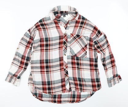 Primark Womens Ivory Check  Basic Button-Up Size 6