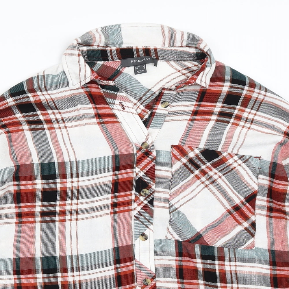 Primark Womens Ivory Check  Basic Button-Up Size 6