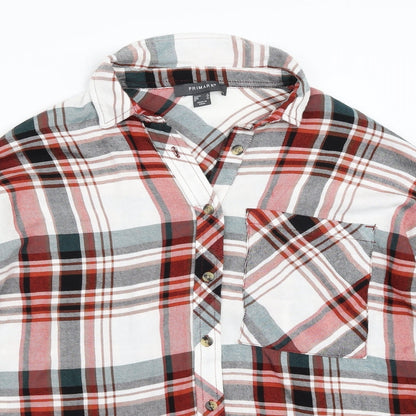 Primark Womens Ivory Check  Basic Button-Up Size 6