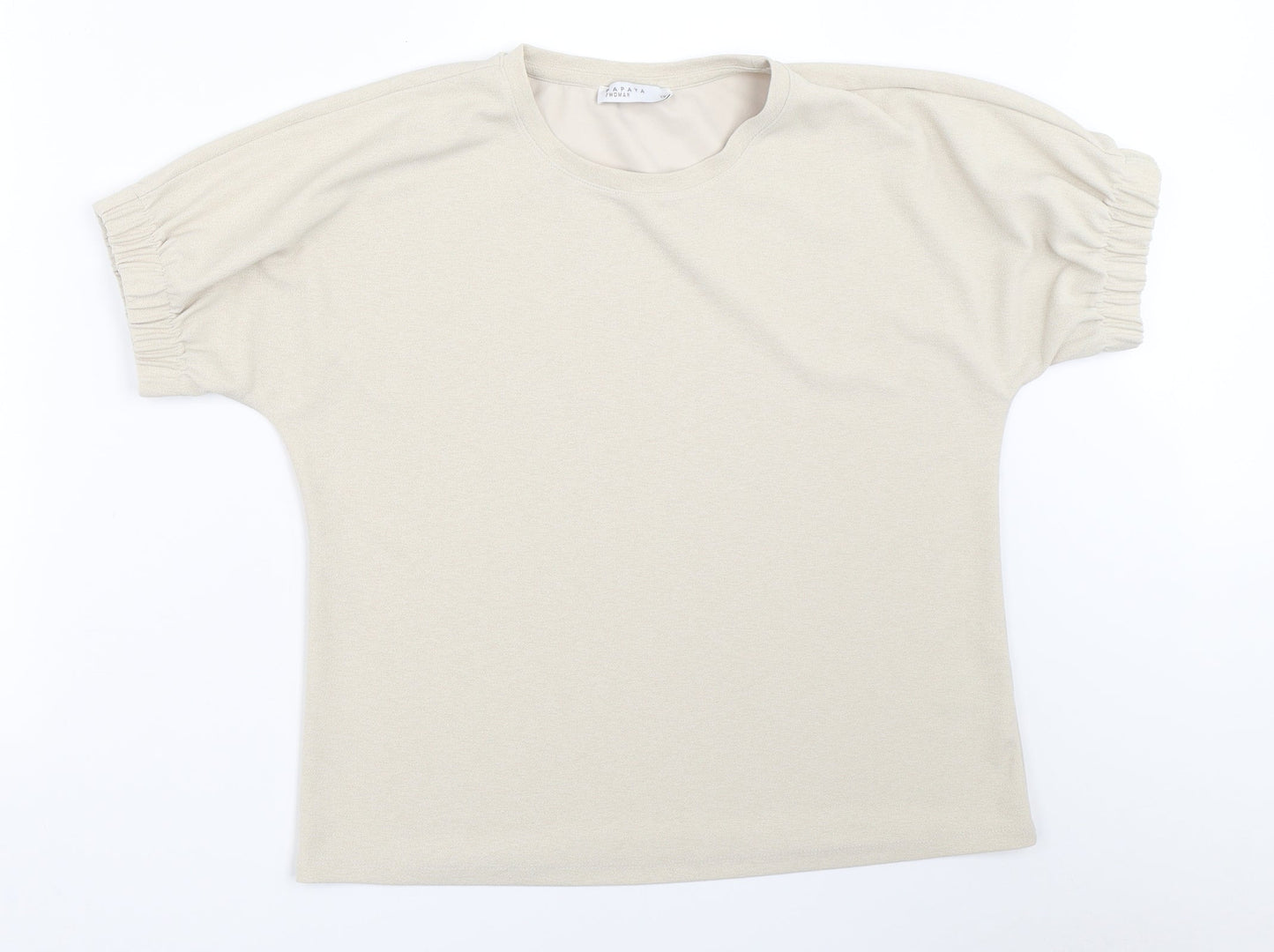 Papaya Womens Beige   Basic T-Shirt Size 12