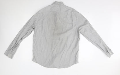 Mens UK Size L NEXT Grey  Button-Up Long Sleeve Casual Shirt