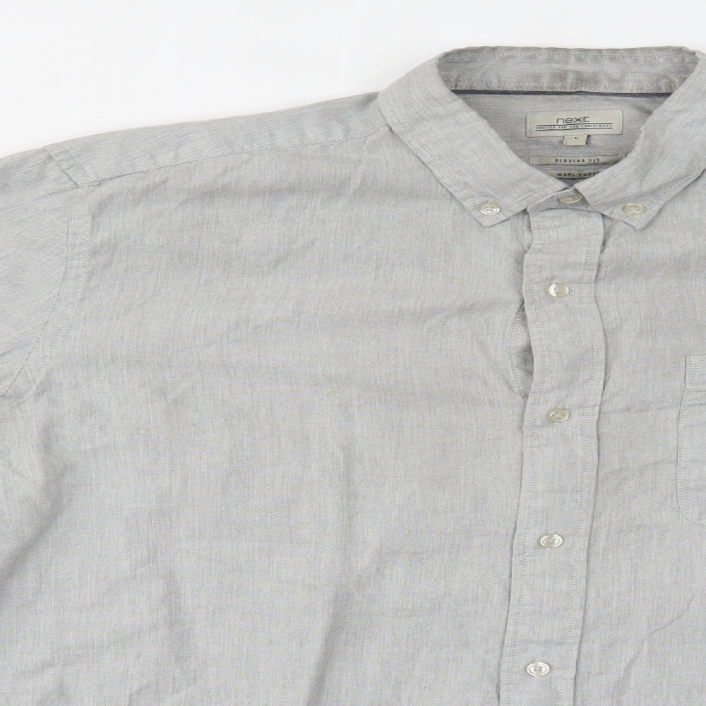 Mens UK Size L NEXT Grey  Button-Up Long Sleeve Casual Shirt