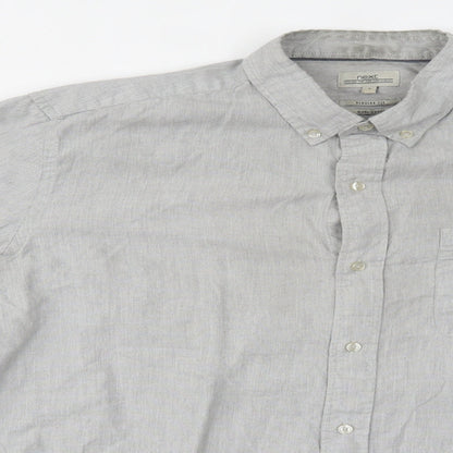 Mens UK Size L NEXT Grey  Button-Up Long Sleeve Casual Shirt