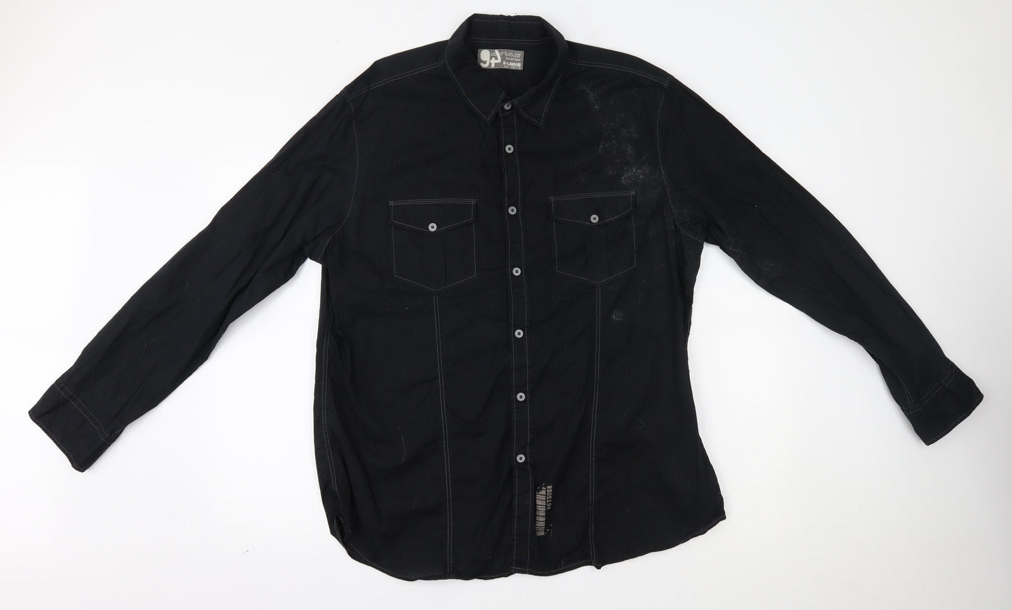 Mens UK Size XL Burton Black  Button-Up Long Sleeve Casual Shirt