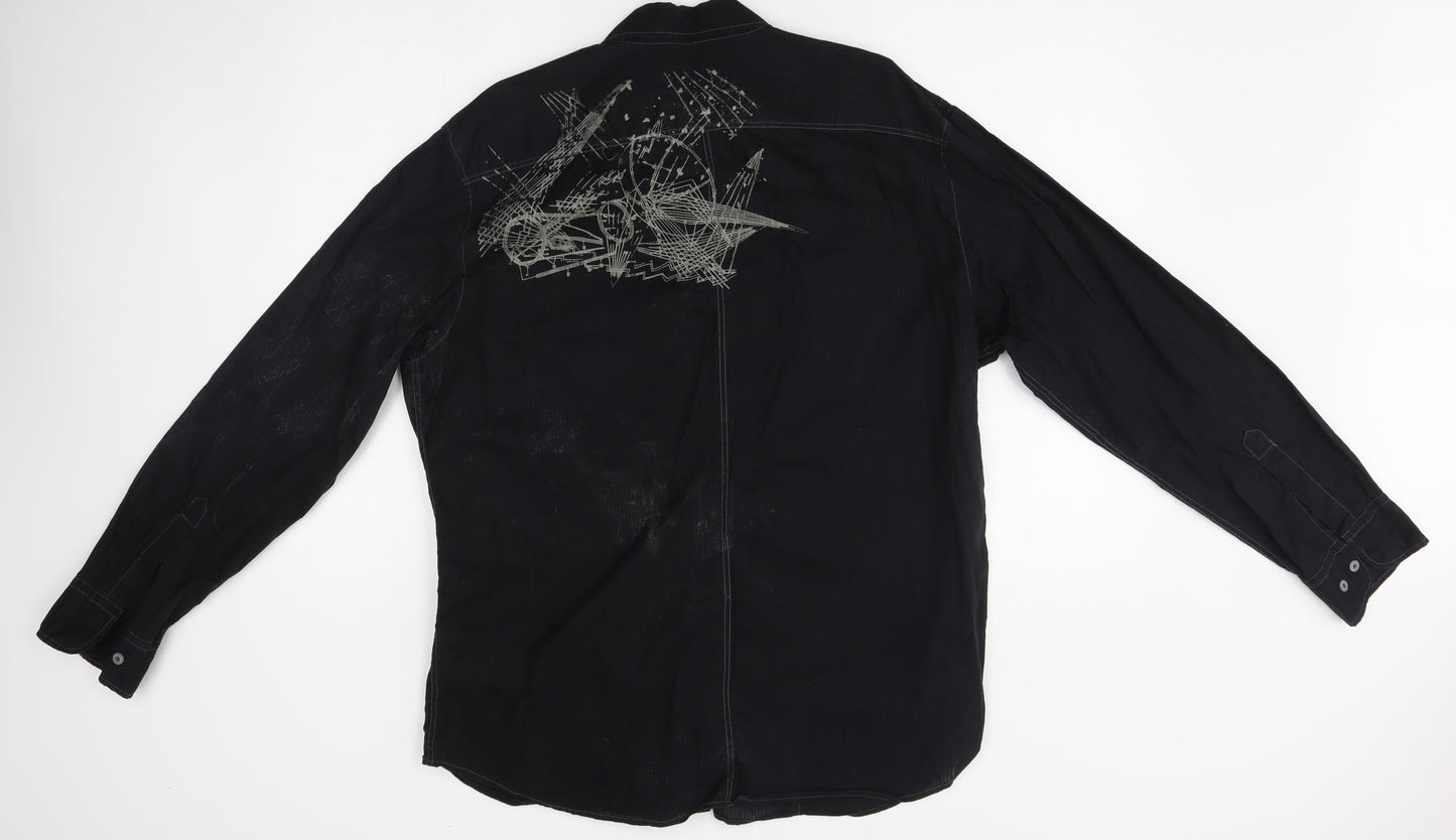 Mens UK Size XL Burton Black  Button-Up Long Sleeve Casual Shirt